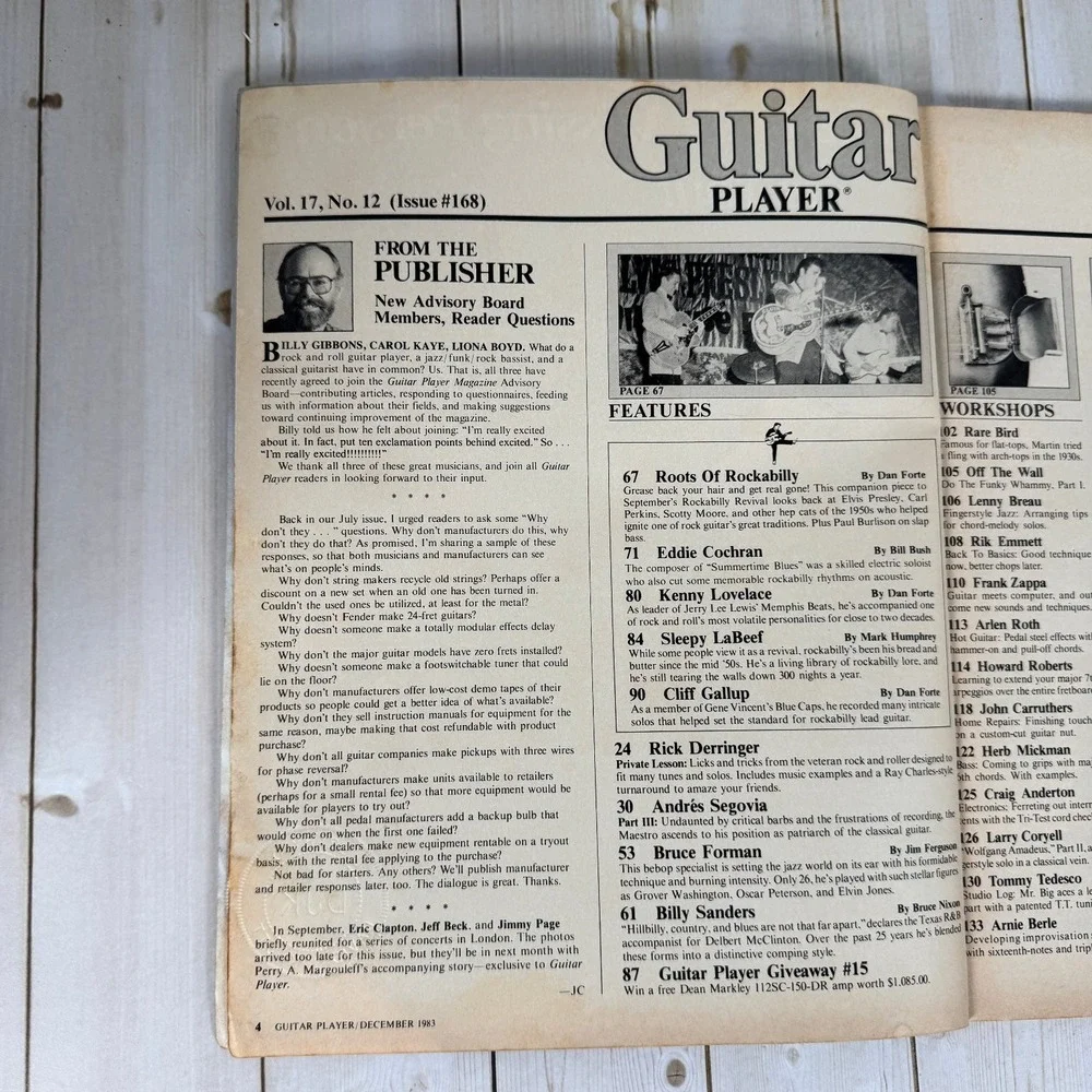 Guitar Player Magazine December 1983 Eddie Cochran Rockabilly Rick Derringer